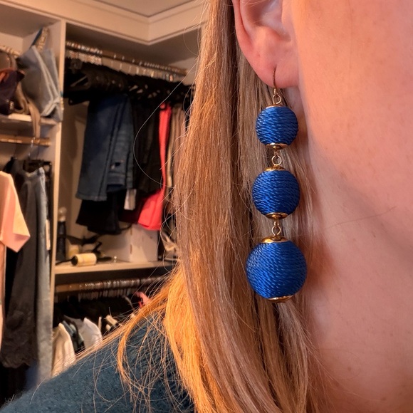 Blue Rope Ball Drop Earrings - Picture 3 of 3